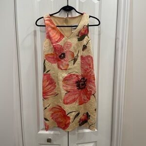Joseph Ribkoff - Multicolored Floral Print Sheath Dress Neckline Sleeveless